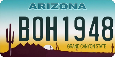 AZ license plate BOH1948