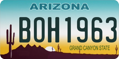 AZ license plate BOH1963