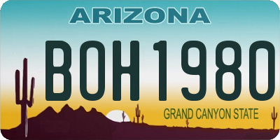 AZ license plate BOH1980