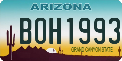 AZ license plate BOH1993