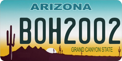 AZ license plate BOH2002