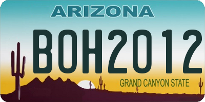 AZ license plate BOH2012