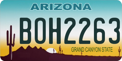 AZ license plate BOH2263