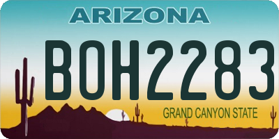 AZ license plate BOH2283