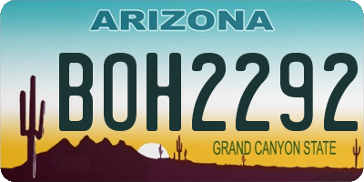AZ license plate BOH2292