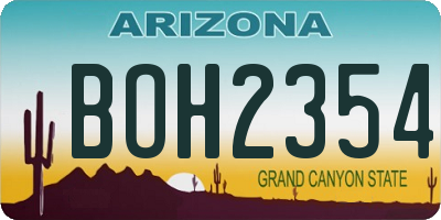 AZ license plate BOH2354