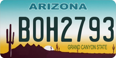 AZ license plate BOH2793
