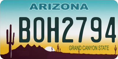 AZ license plate BOH2794