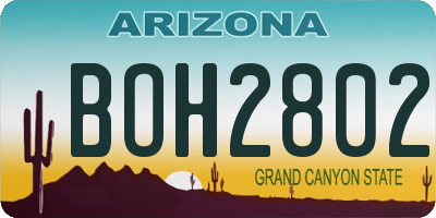 AZ license plate BOH2802