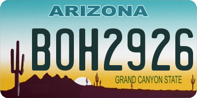 AZ license plate BOH2926