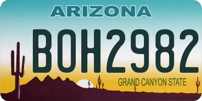 AZ license plate BOH2982