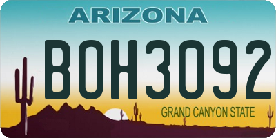 AZ license plate BOH3092
