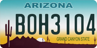AZ license plate BOH3104
