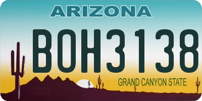 AZ license plate BOH3138