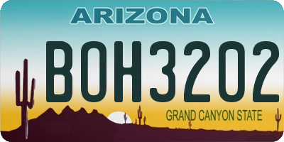 AZ license plate BOH3202