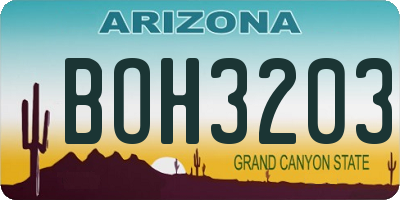 AZ license plate BOH3203