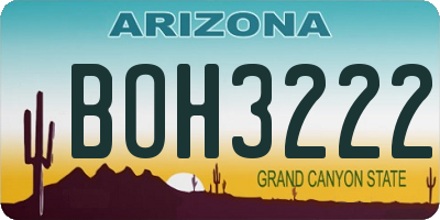 AZ license plate BOH3222