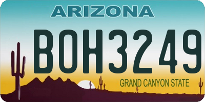 AZ license plate BOH3249