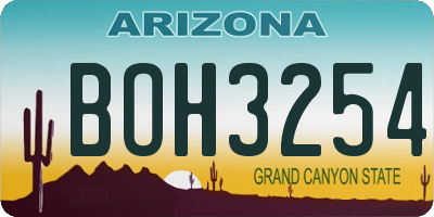 AZ license plate BOH3254