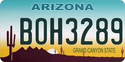 AZ license plate BOH3289