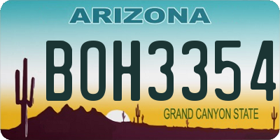 AZ license plate BOH3354