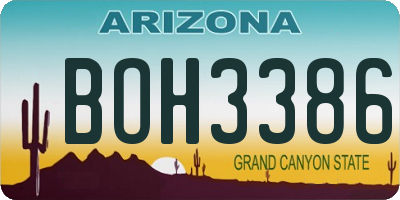 AZ license plate BOH3386