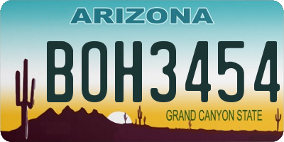 AZ license plate BOH3454