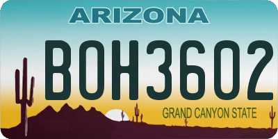 AZ license plate BOH3602