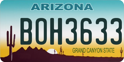 AZ license plate BOH3633