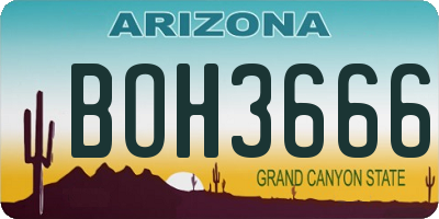 AZ license plate BOH3666
