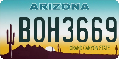 AZ license plate BOH3669