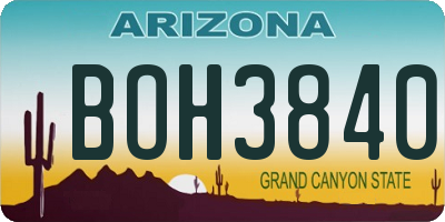 AZ license plate BOH3840