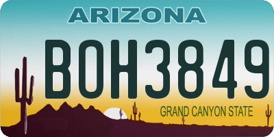 AZ license plate BOH3849