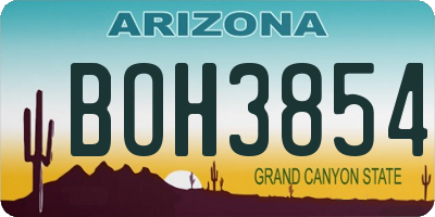 AZ license plate BOH3854
