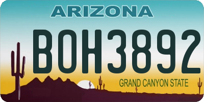 AZ license plate BOH3892