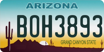 AZ license plate BOH3893
