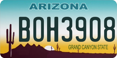 AZ license plate BOH3908