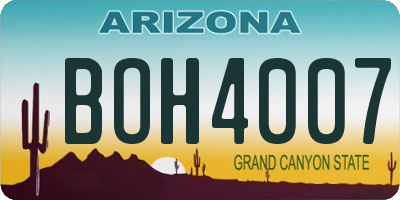 AZ license plate BOH4007