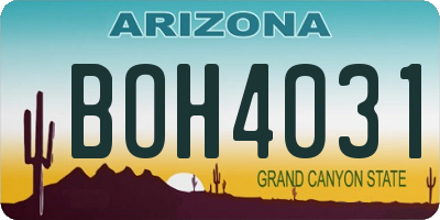 AZ license plate BOH4031