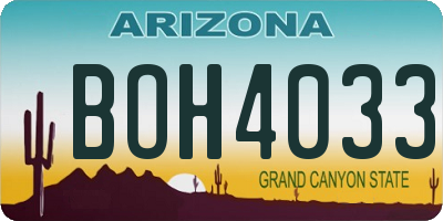 AZ license plate BOH4033