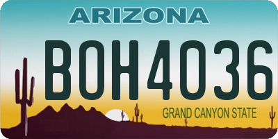 AZ license plate BOH4036