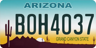 AZ license plate BOH4037