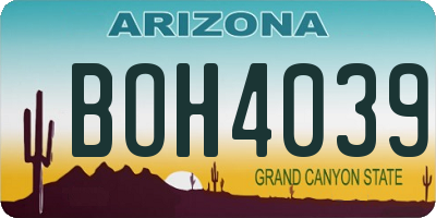 AZ license plate BOH4039