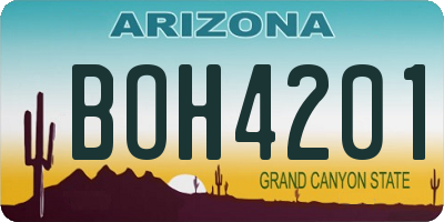 AZ license plate BOH4201