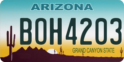 AZ license plate BOH4203