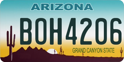 AZ license plate BOH4206