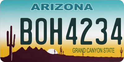 AZ license plate BOH4234