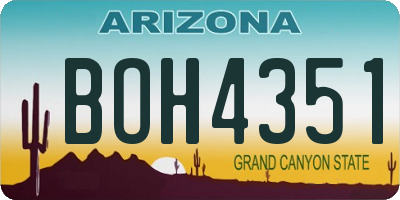 AZ license plate BOH4351