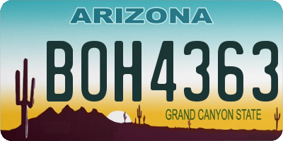 AZ license plate BOH4363