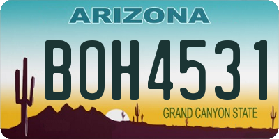 AZ license plate BOH4531